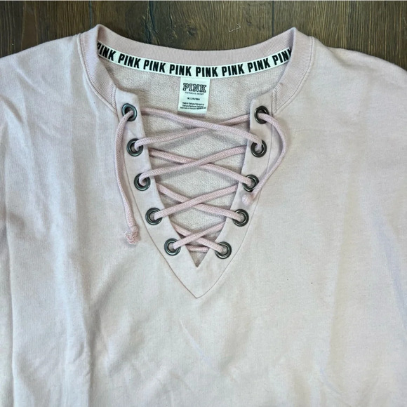 Victoria secret PINK lace up sweatshirt SZ MED - Picture 3 of 5